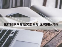医疗团队简介范文怎么写,医院团队介绍